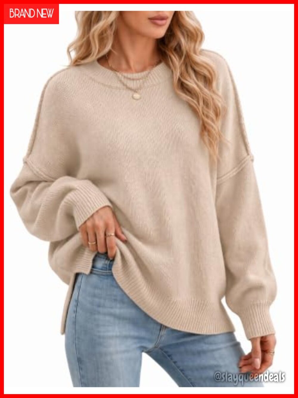 Oversized Batwing Sweater Acrylic Pullover Knit Top Fall